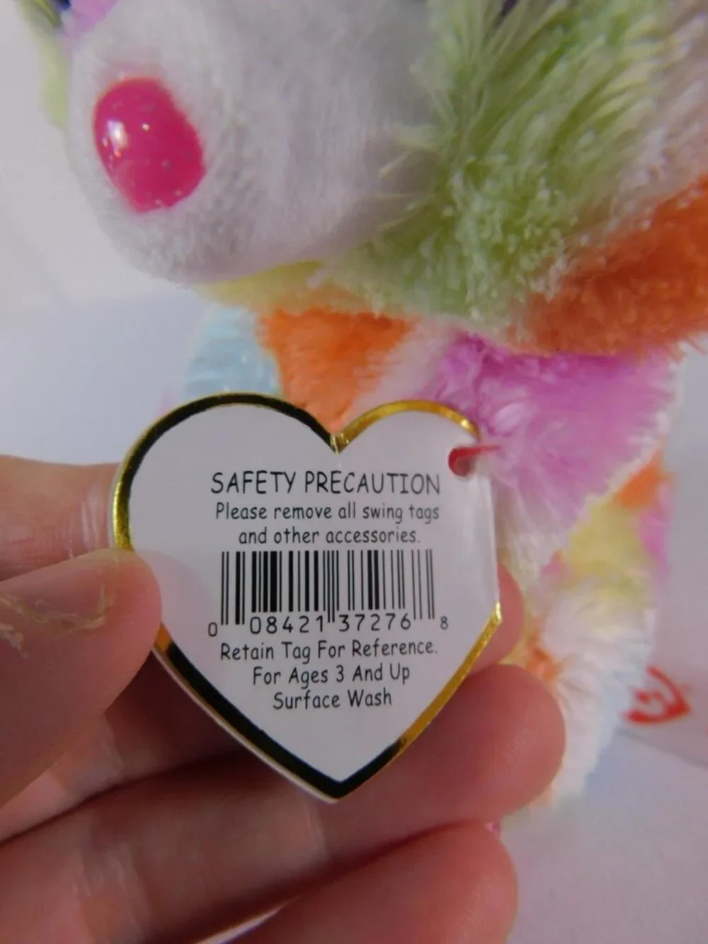 Ty Beanie Boos Bloomy Multicolor Bunny Plush Small Stuffed Toy Easter Glitter
